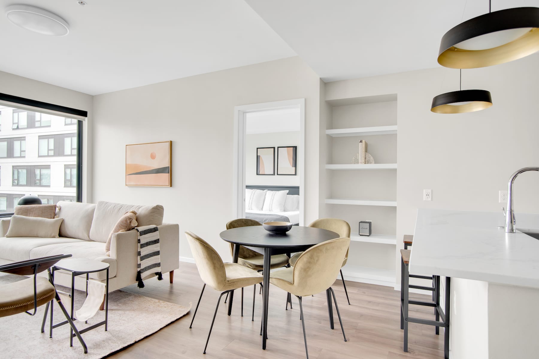 corporate housing living room with Blueground