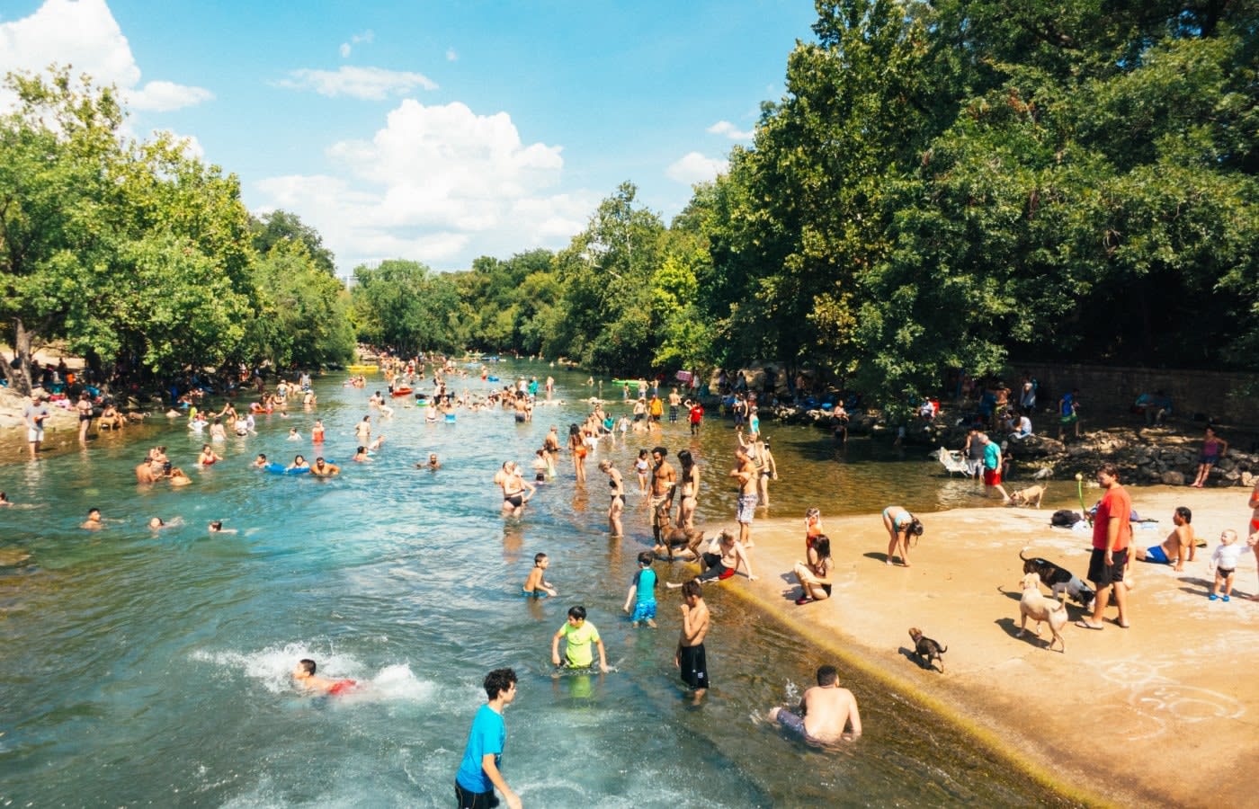 People swimming in Barton Springs Municipal Pool, Austin