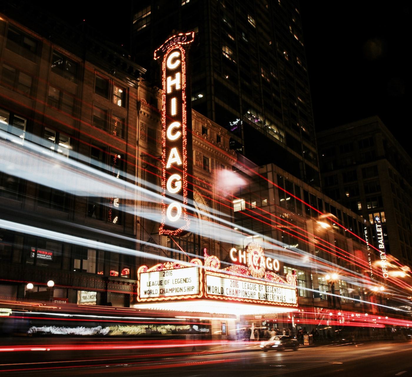 the loop neighborhood, busy road during nighttime