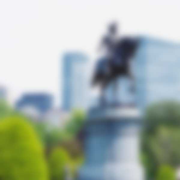 An image of a statue in the middle of a park in Boston.