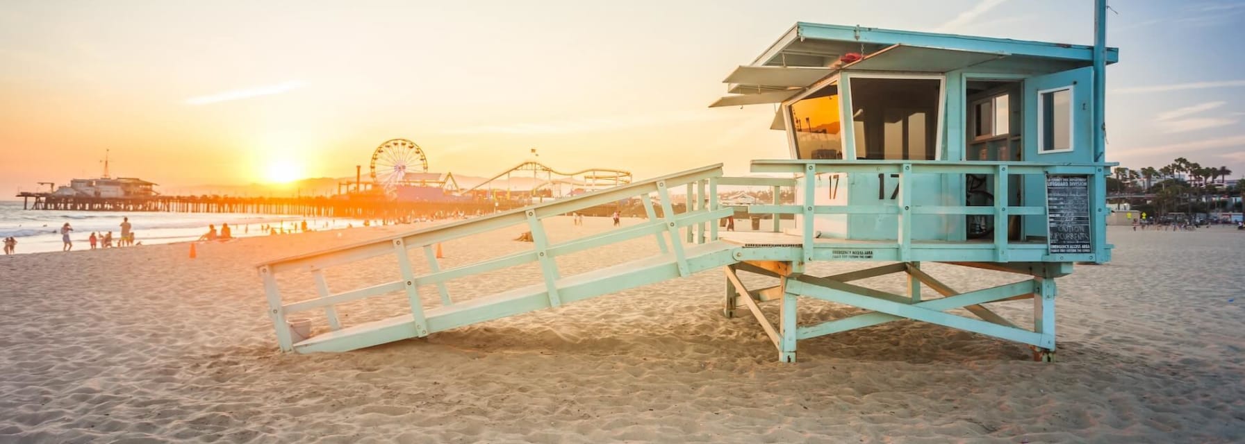 Santa Monica beach with pier in distance