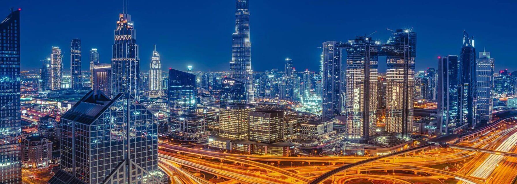 Dubai skyline in night