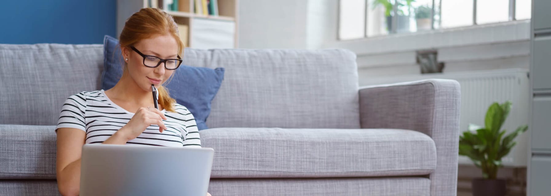 Girl studying in apartment