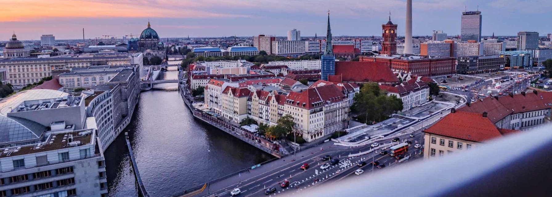 berlin cityscape at sunrise