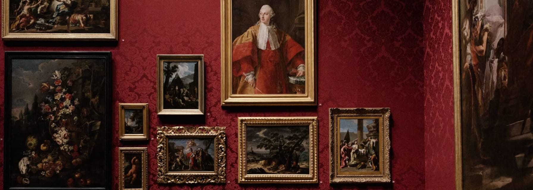 paintings on a museum wall