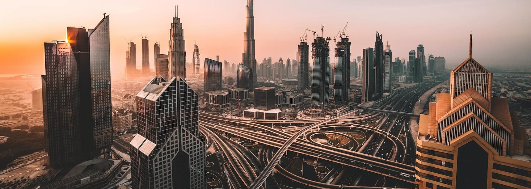 the dubai skyline at dawn