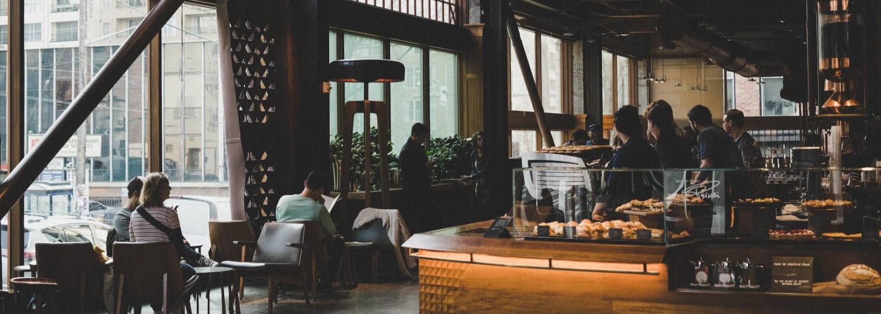 The interior of a coffee shop in seattle washington.