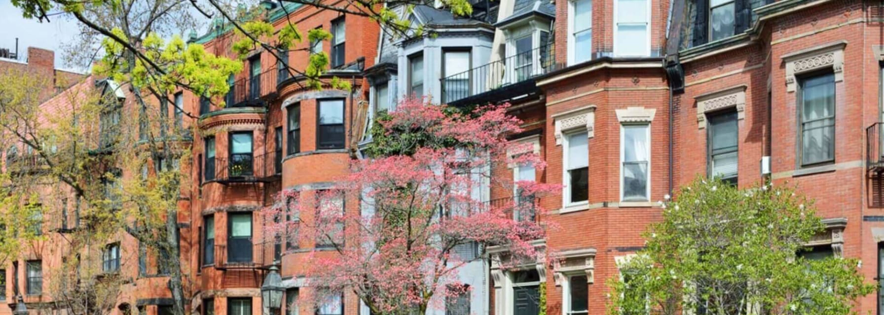 row of townhouses along the street in Boston