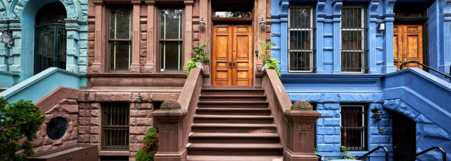 Brick row houses in New York City