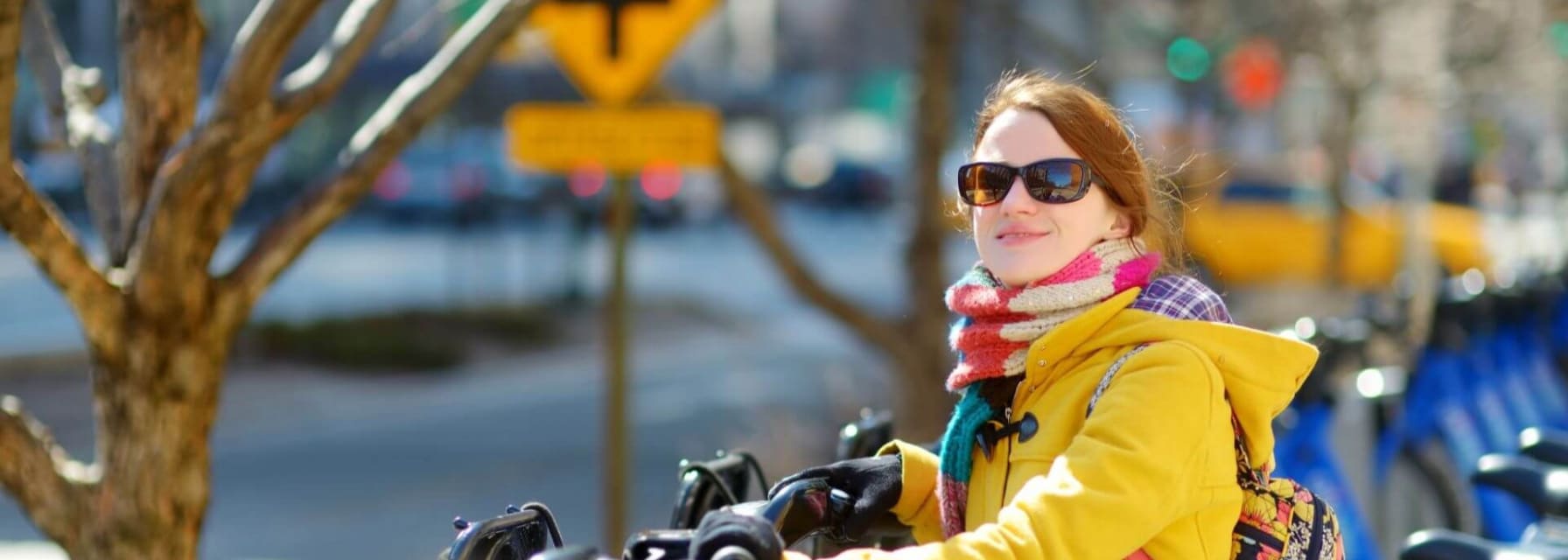 nyc transport options woman ready to rent a city bike in New York