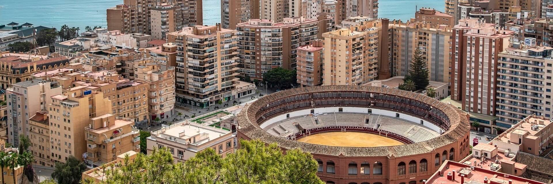 Malaga Spain aerial view of city