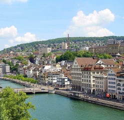 Buildings in Zurich on a sunny afternoon