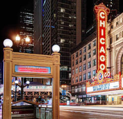 the chicago theater at night