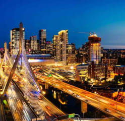 the boston skyline at night
