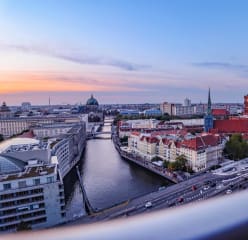berlin cityscape at sunrise