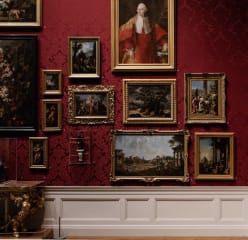 paintings on a museum wall