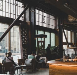 The interior of a coffee shop in seattle washington.