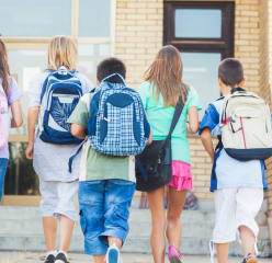 A group of kids heading to class
