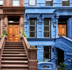 Brick row houses in New York City