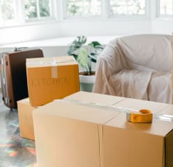 moving boxes being packed up