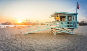 Santa Monica beach with pier in distance
