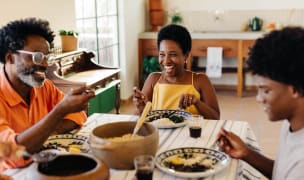 Family eating Brazilian food in Rio de Janeiro