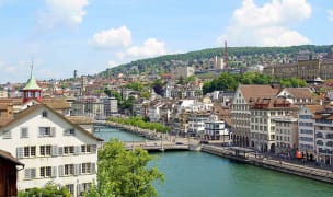 Buildings in Zurich on a sunny afternoon