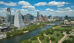 Aerial view of Downtown Austin