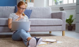 Girl studying in apartment