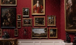 paintings on a museum wall