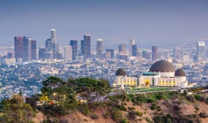 view of LA city with Griffith Observatory