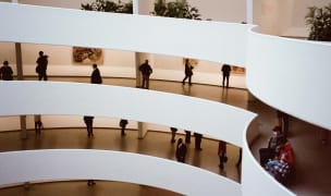 An interior shot of the guggenheim museum in new york.