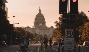 Evening view of Capitol building in DC