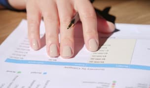 budget sheet being reviewed