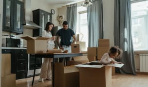 family moving into new apartment