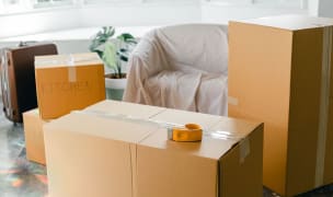 moving boxes being packed up