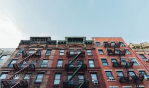 Red stone apartments in NYC