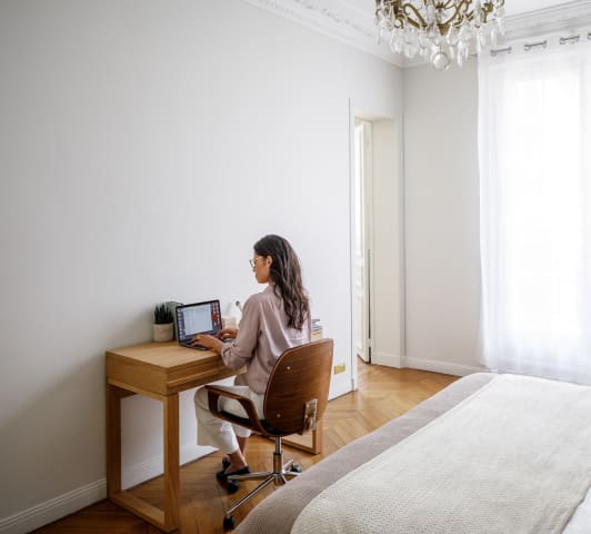 woman working at desk