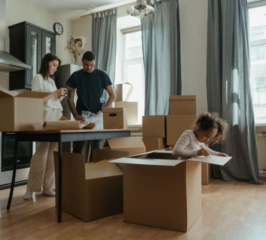 family moving into new apartment