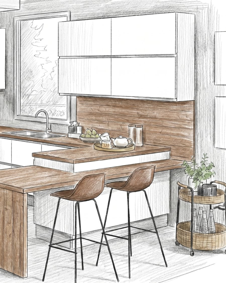 Een warme, lichte keuken met houten accenten