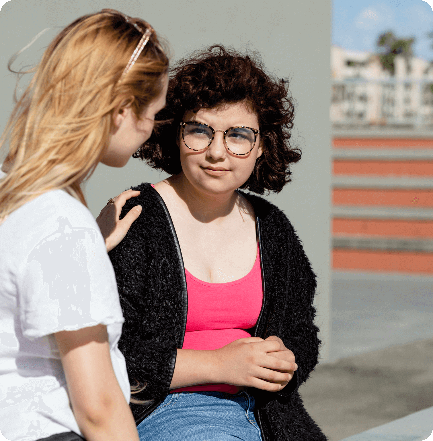 two ladies talking