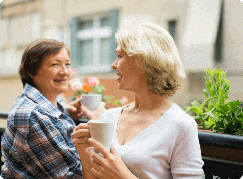 two ladies talking to each other