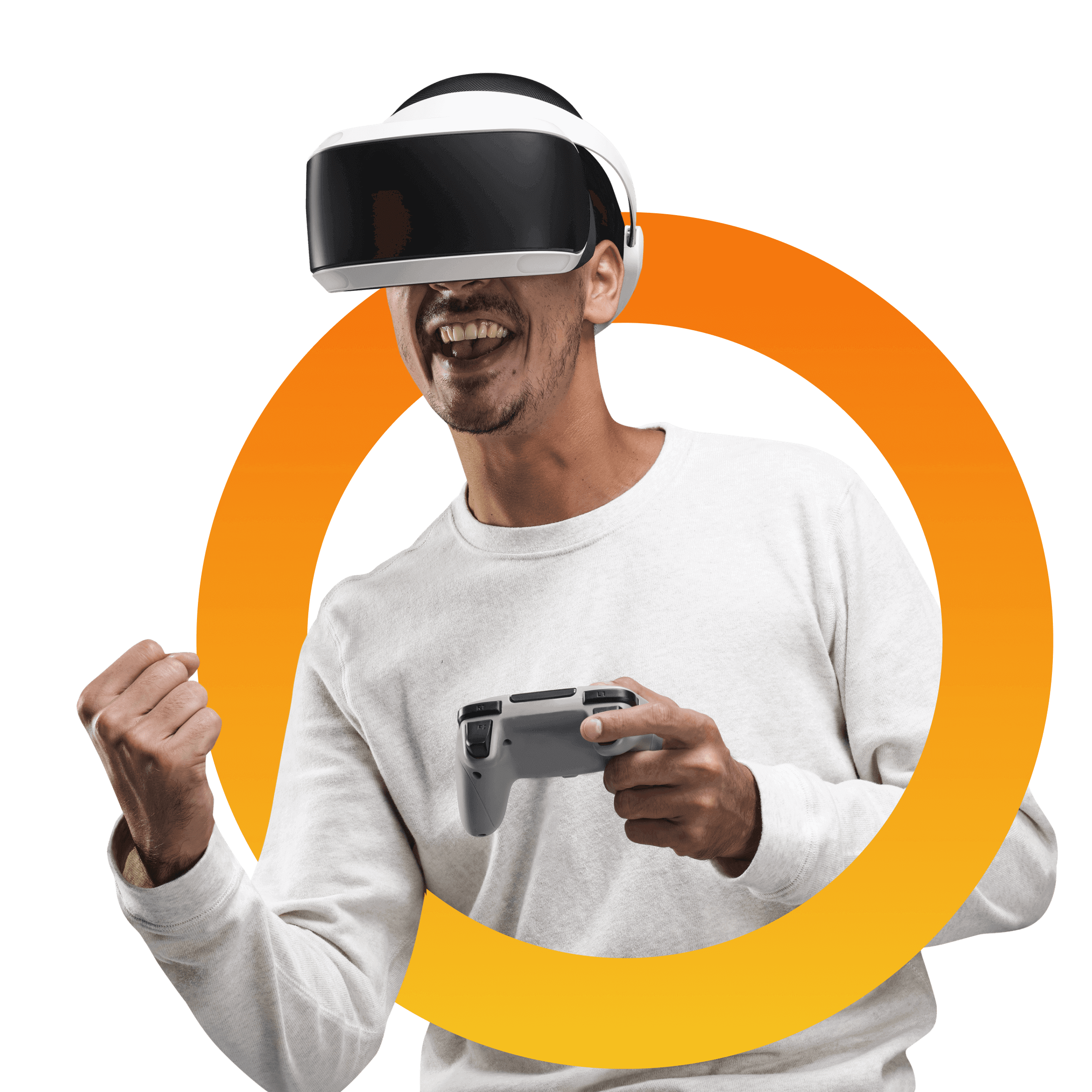 a man playing a virtual relaity game
