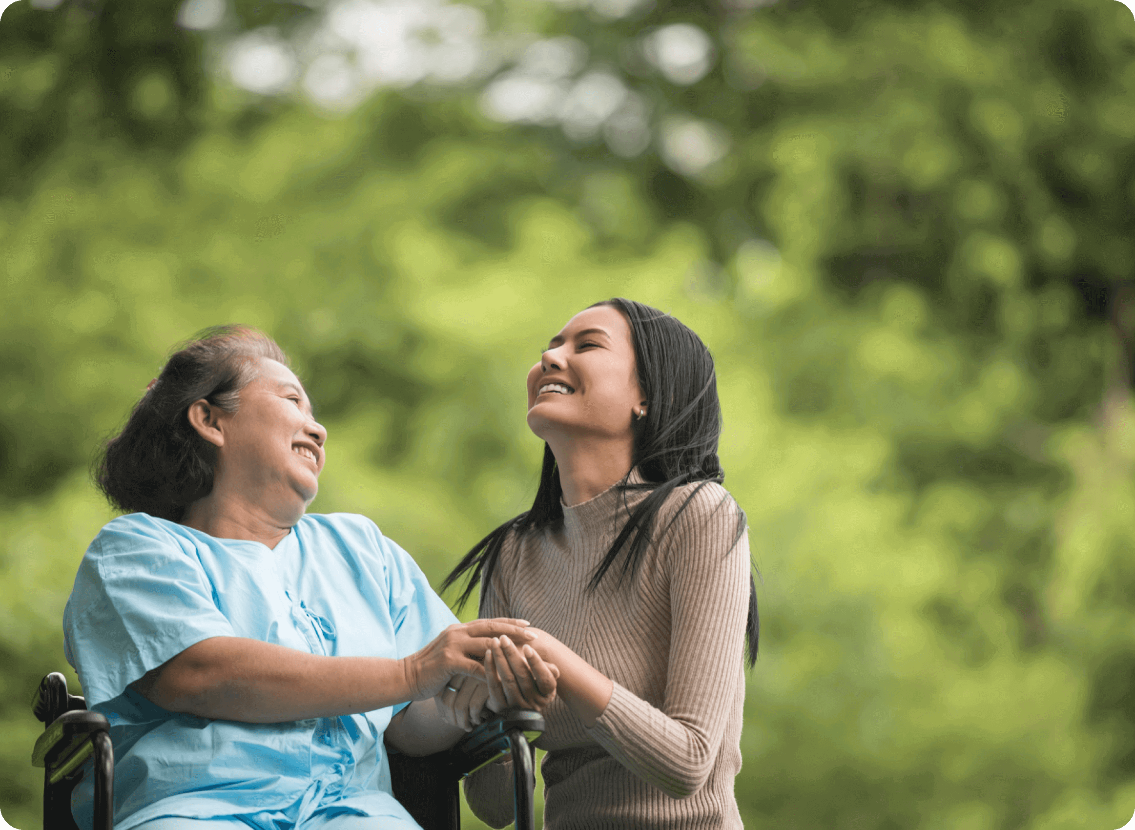 two women laughing