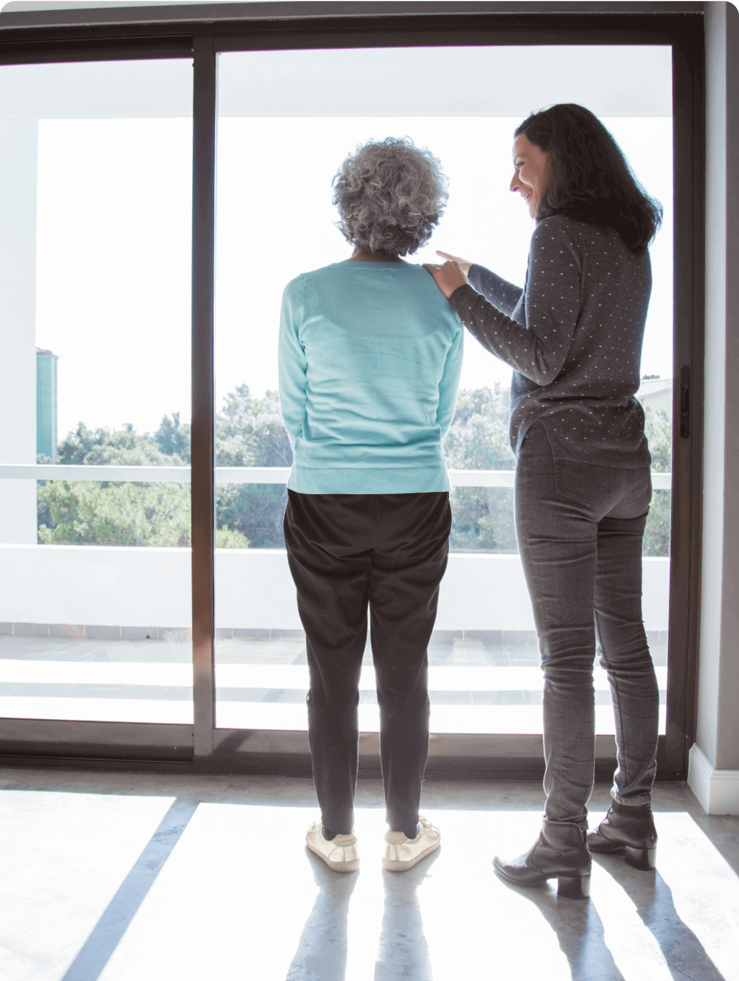 two women standing