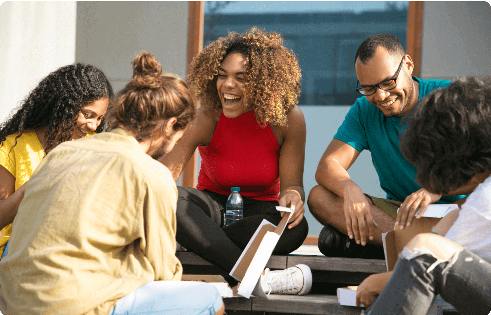 group of men and women having fun