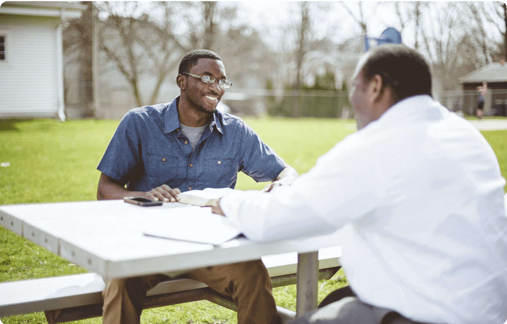two men having studying outdoor