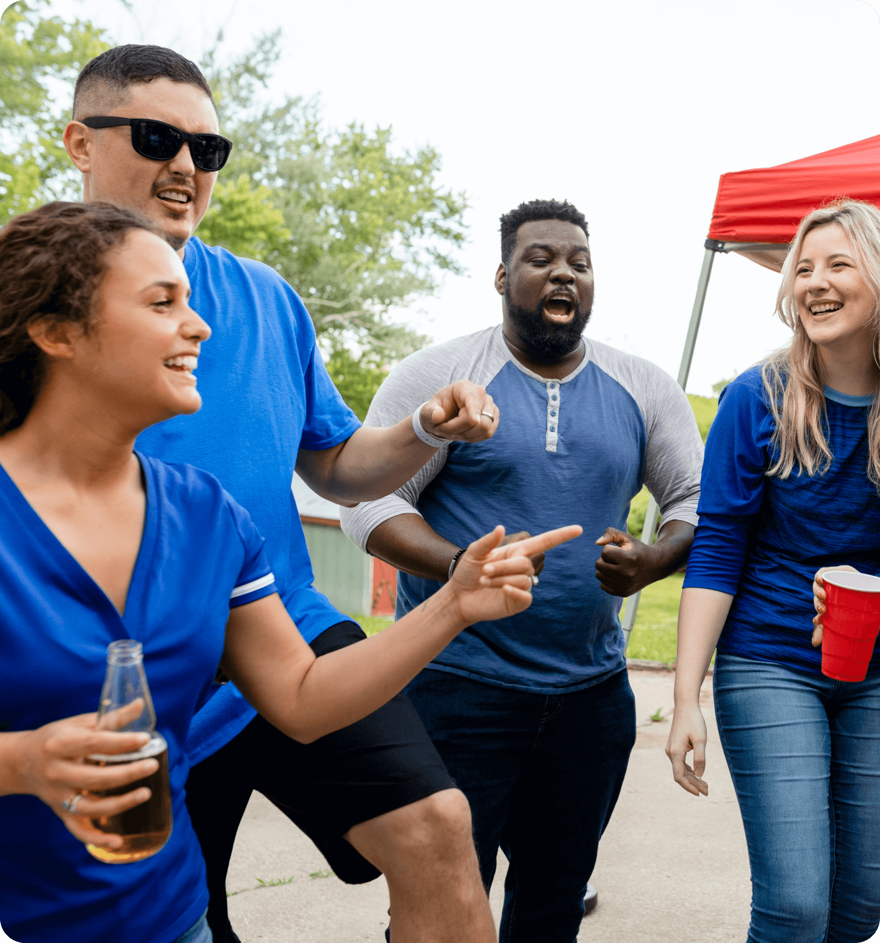 group of men and women having fun