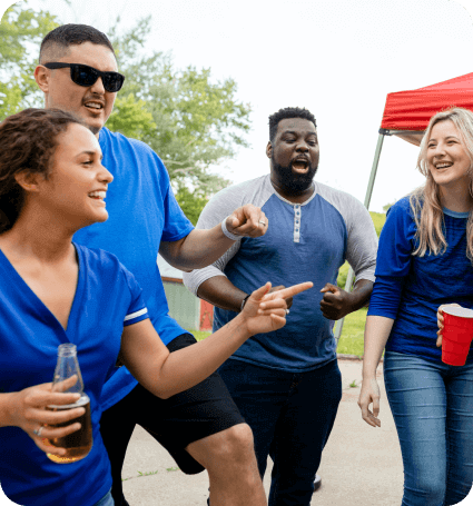group of men and women having fun