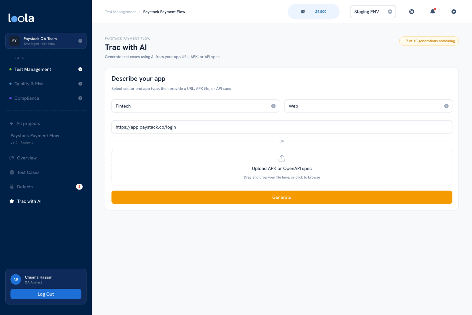Trac with AI: describe your app with a URL, APK or OpenAPI spec